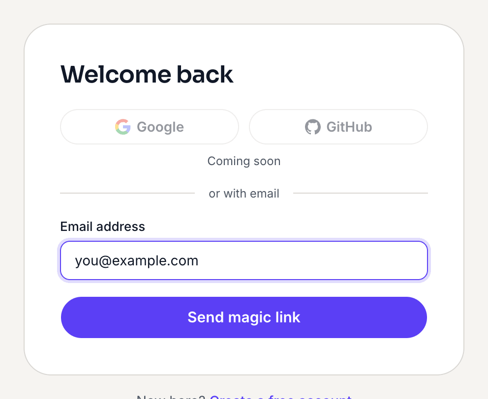 Magic link sign in