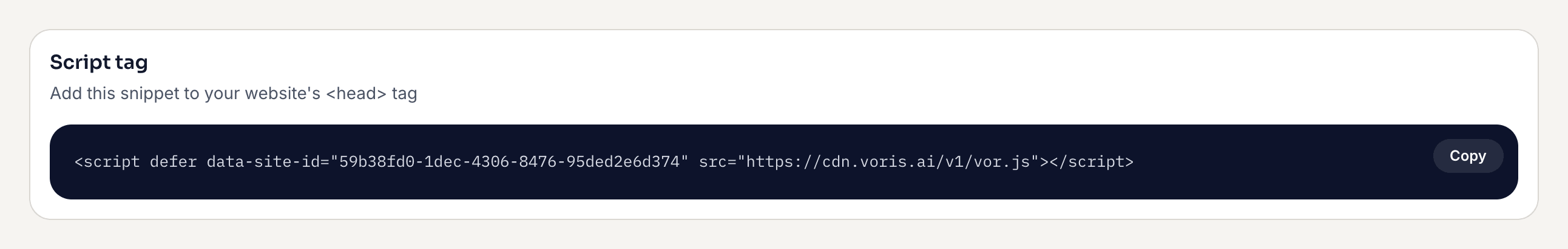 Tracking script in site settings